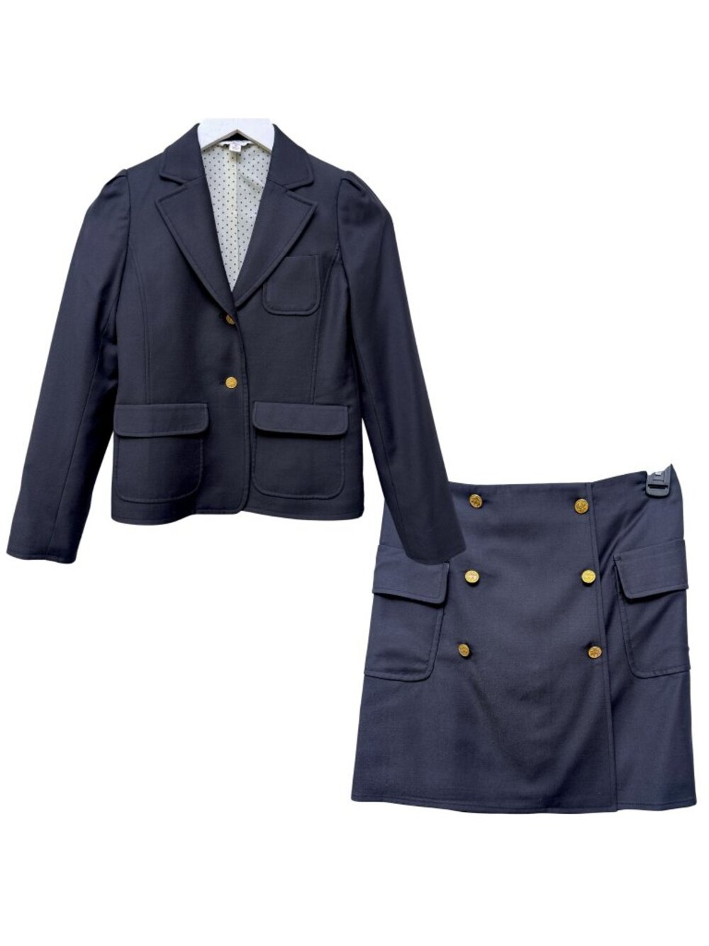 BROOKS BROTHERS Girls Blazer & Skirt Set Size 10 Navy Wool Preppy Suit School